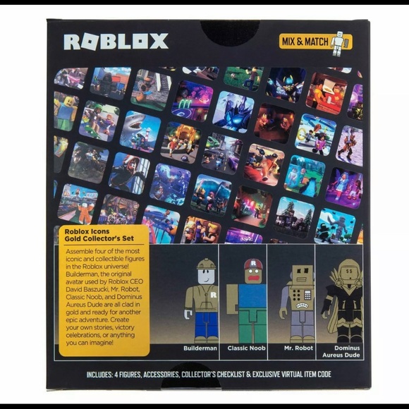 NEW 2021 ROBLOX 4 Figure Pack 15th Anniversary Gold Collector's Edition Box Code - Picture 2 of 7
